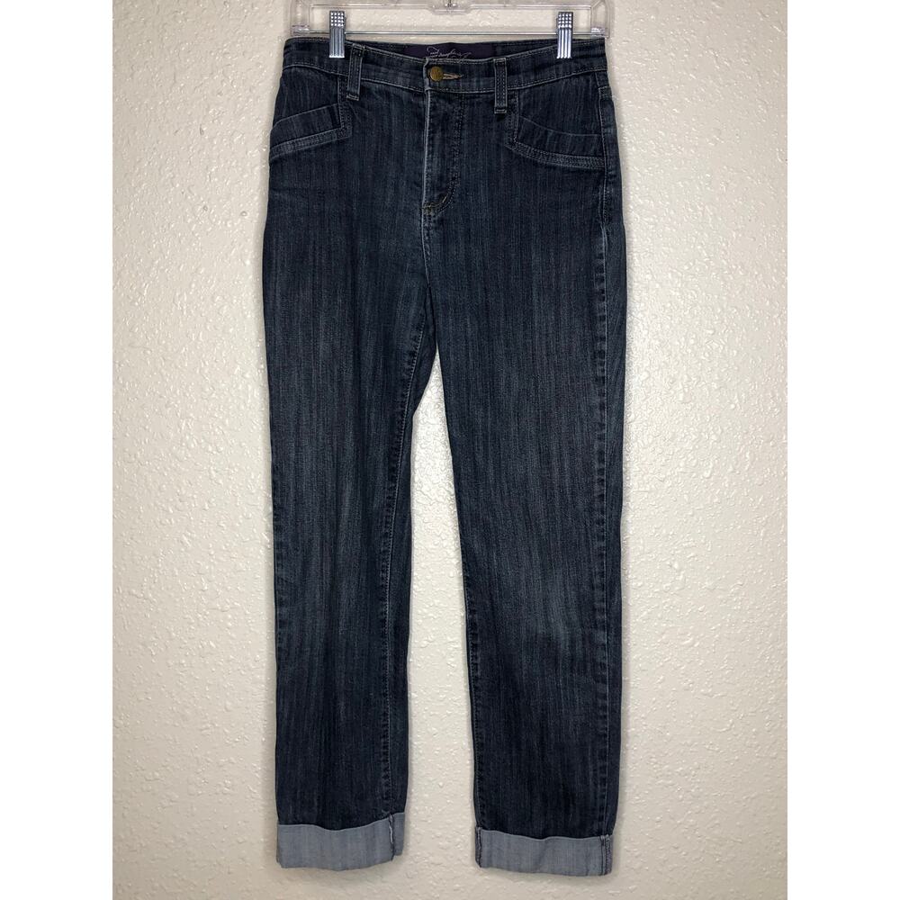 NYDJ woman’s sz 4 cuffed ankle length jeans, medium wash, mid-rise